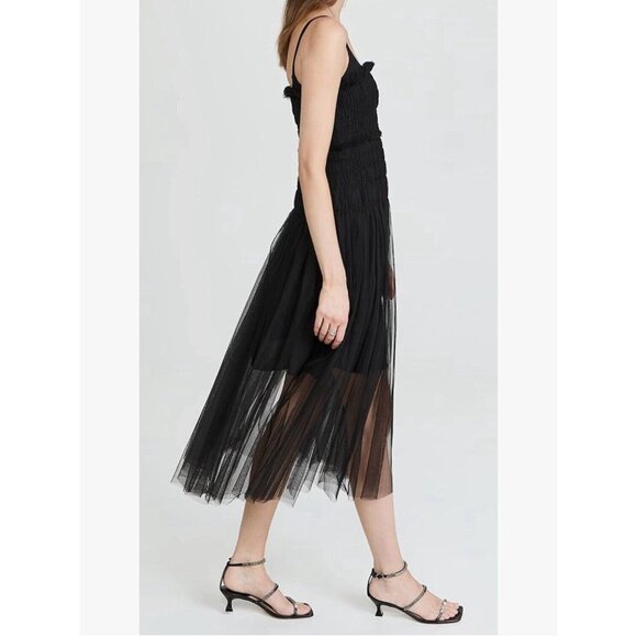 Rebecca Taylor Tulle Sleeveless Midi Dress In Black Size 10 $495 Retail - Picture 14 of 14